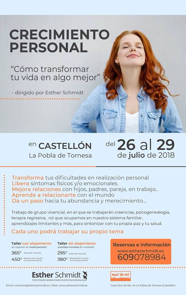 Taller De Crecimiento Personal En Nuri De Rei La Pobla Tornesa 26 29 De